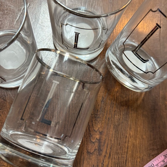 Threshold Monogram L Glasses Set of 4 Silver Rim